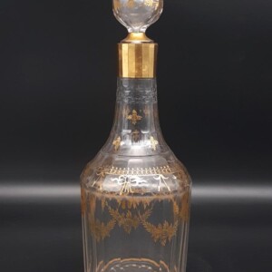 特价 法国约1910年鎏金雕花BACCARAT巴卡拉水晶酒瓶水瓶 西洋古董