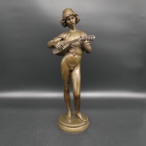 法国约1865年纯铜雕塑佛罗伦萨歌手Paul Dubois作品 西洋古董雕塑