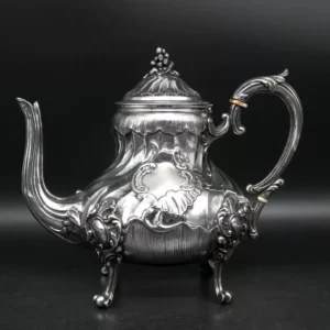 特价 法国约1890年950纯银高浮雕茶壶咖啡壶 804克 西洋古董银器